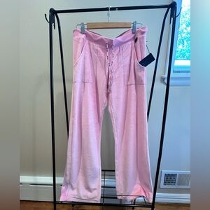 BCBG Pink Velour Lounge Pants women size Large NWT